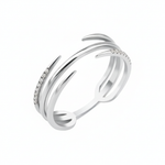 white gold claw wrap ring on white background