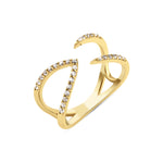 yellow gold open arc ring on white background