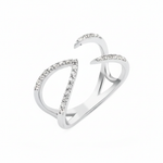 white gold open arc ring on white background
