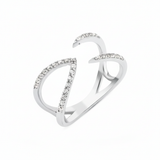 white gold open arc ring on white background