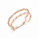 rose gold beaded wave ring on white background
