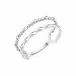 white gold beaded wave ring on white background