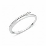 white gold ring with an elevated linear row of White CZ stones on white background