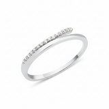 white gold ring with an elevated linear row of White CZ stones on white background