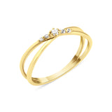 yellow gold double-band ring crowned with five graduated White CZ stones on white background