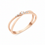 rose gold double-band ring crowned with five graduated White CZ stones on white background