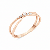 rose gold double-band ring crowned with five graduated White CZ stones on white background