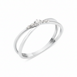 white gold double-band ring crowned with five graduated White CZ stones on white background