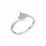 white gold ring with a square pave crest and a twisted rope band on white background