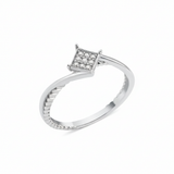 white gold ring with a square pave crest and a twisted rope band on white background