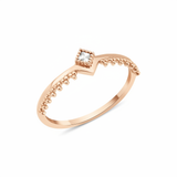 rose gold beaded chevron ring on white background
