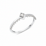 white gold beaded chevron ring on white background