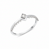 white gold beaded chevron ring on white background