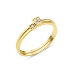 yellow gold offset square ring on white background