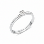 white gold offset square ring on white background