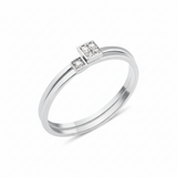white gold offset square ring on white background