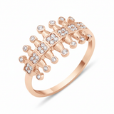 rose gold crest pillar ring on white background