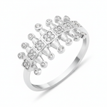 white gold crest pillar ring on white background
