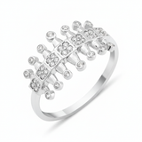 white gold crest pillar ring on white background