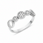 white gold floral cluster ring on white background