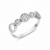 white gold floral cluster ring on white background