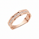 rose gold wave band ring on white background