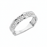 white gold wave band ring on white background