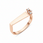 rose gold asymmetric spark ring on white background