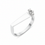 white gold asymmetric spark ring on white background