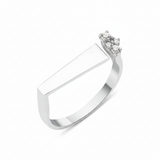 white gold asymmetric spark ring on white background