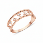 rose gold beaded lattice ring on white background