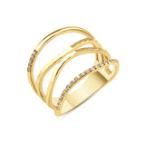 yellow gold layered arc ring on white background