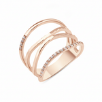 rose gold layered arc ring on white background
