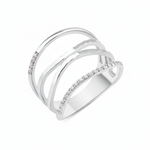 white gold layered arc ring on white background