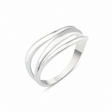 white gold fluid bands ring on white background