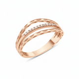 rose gold etched arch ring on white background