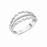 white gold etched arch ring on white background
