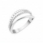 white gold beaded pave ring on white background