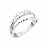 white gold beaded pave ring on white background