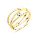 yellow gold bezel arc ring on white background