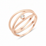 rose gold bezel arc ring on white background