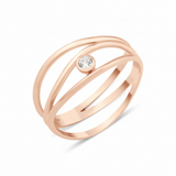 rose gold bezel arc ring on white background