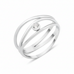 white gold bezel arc ring on white background