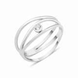 white gold bezel arc ring on white background