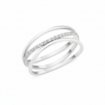 white gold sweeping trio ring on white background