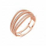 rose gold beaded row ring on white background