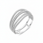 white gold beaded row ring on white background