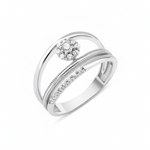 white gold dual arc ring on white background