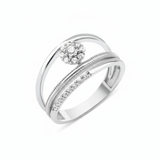 white gold dual arc ring on white background