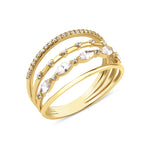 yellow gold multi band ring on white background